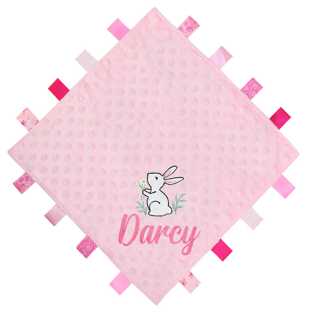 Personalised Spring Bunny Taggy Ribbon Baby Comforter - Image 3