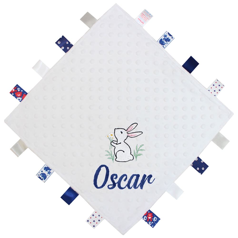 Personalised Spring Bunny Taggy Ribbon Baby Comforter - Image 2