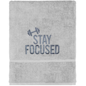 Stay Focused Embroidered Motivational Grey Gym Towel