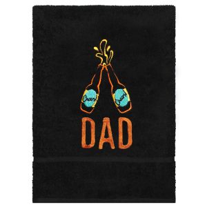 Personalised Beer Cheers Embroidered Black Hand Towel Gift