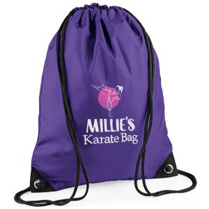 Martial Arts Karate Embroidered Drawstring Sports Bag - Purple