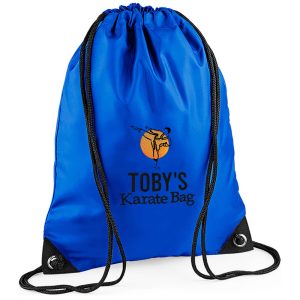 Martial Arts Karate Embroidered Drawstring Sports Bag - Royal Blue