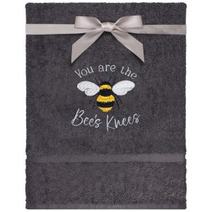 You are the Bees Knees Bee Grey Hand Towel