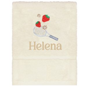 Personalised Tennis & Strawberry Embroidered Hand Towel