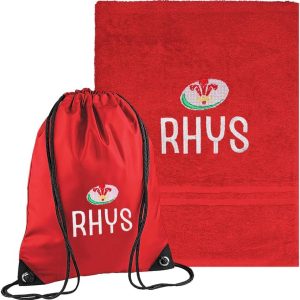 Personalise Rugby Swimming Towel & Bag (Wales)