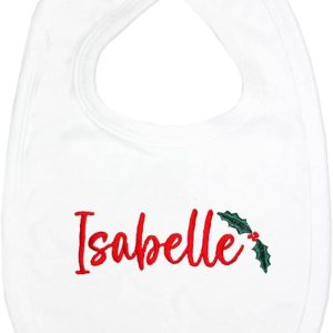 Personalised Christmas Holly Baby Bib