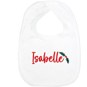 Personalised Christmas Holly Baby Bib