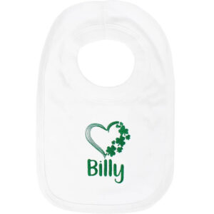 Personalised Irish Green Clover Heart Cotton Baby Bib