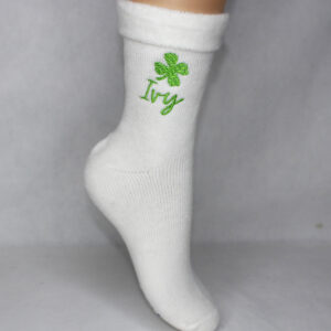 Personalised Lucky Shamrock Cream Bed Socks