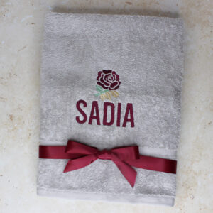 Personalised England Rugby Grey Hand Towel