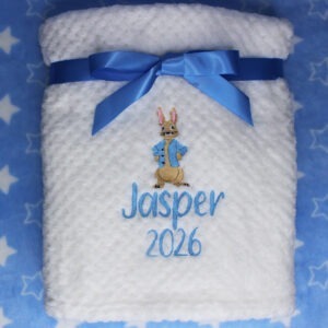 Personalised Rabbit Embroidered Message Baby Blanket