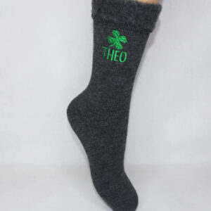 Personalised Lucky Shamrock Thermal Grey Bed Socks