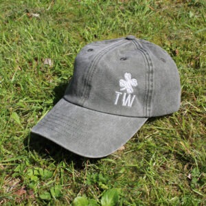 Personalised Embroidered Initials Shamrock Washed Denim Cap