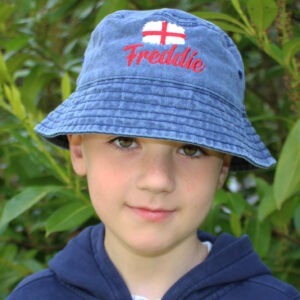 Children's England Embroidered Denim Bucket Hat