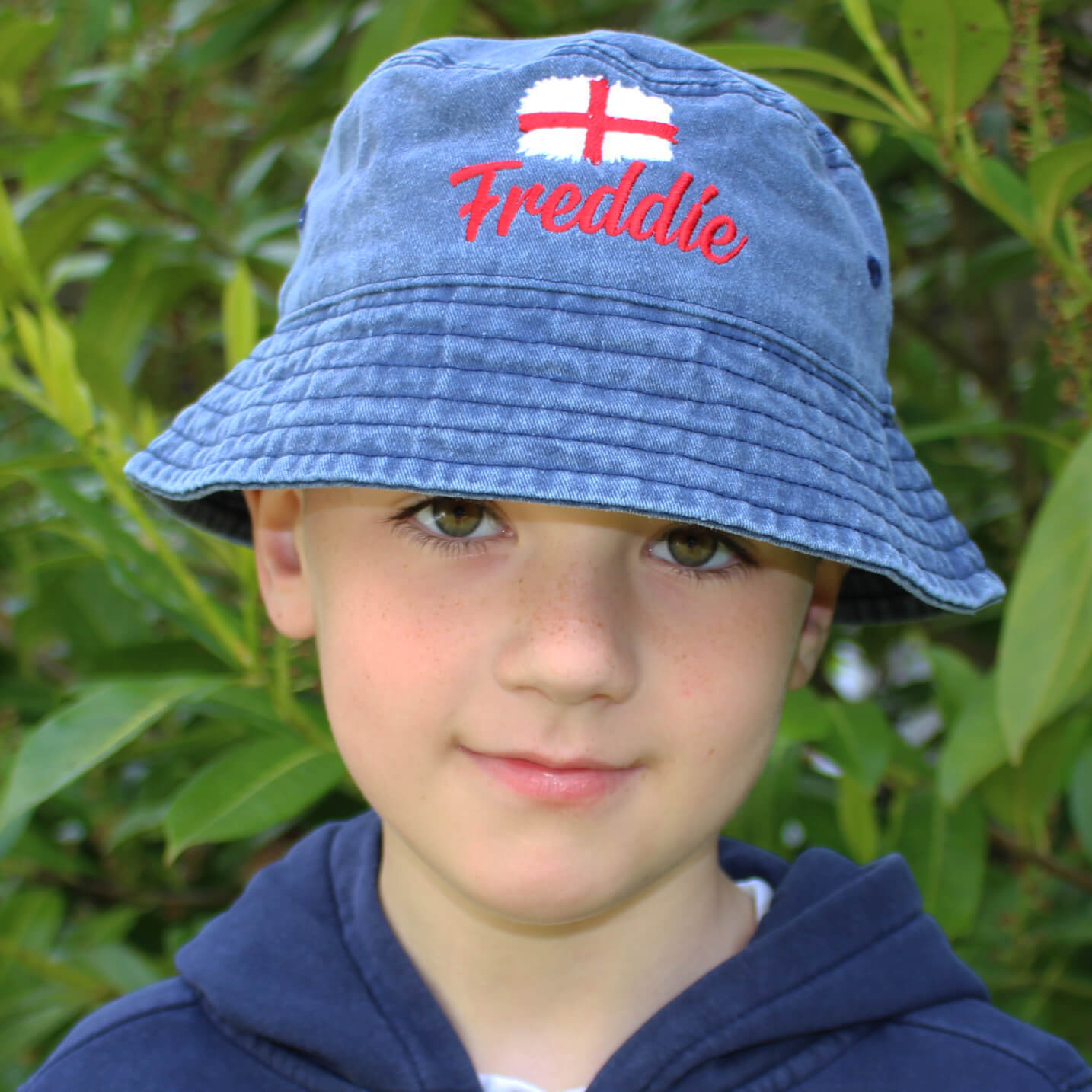 Children's England Embroidered Denim Bucket Hat