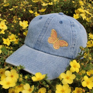 Embroidered Sparkly Butterfly Denim Cap
