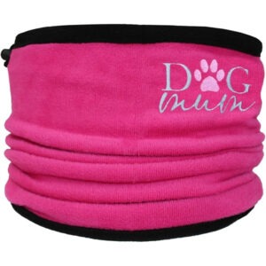 Dog Mum Embroidered Fleece Pink Snood Scarf with Toggle