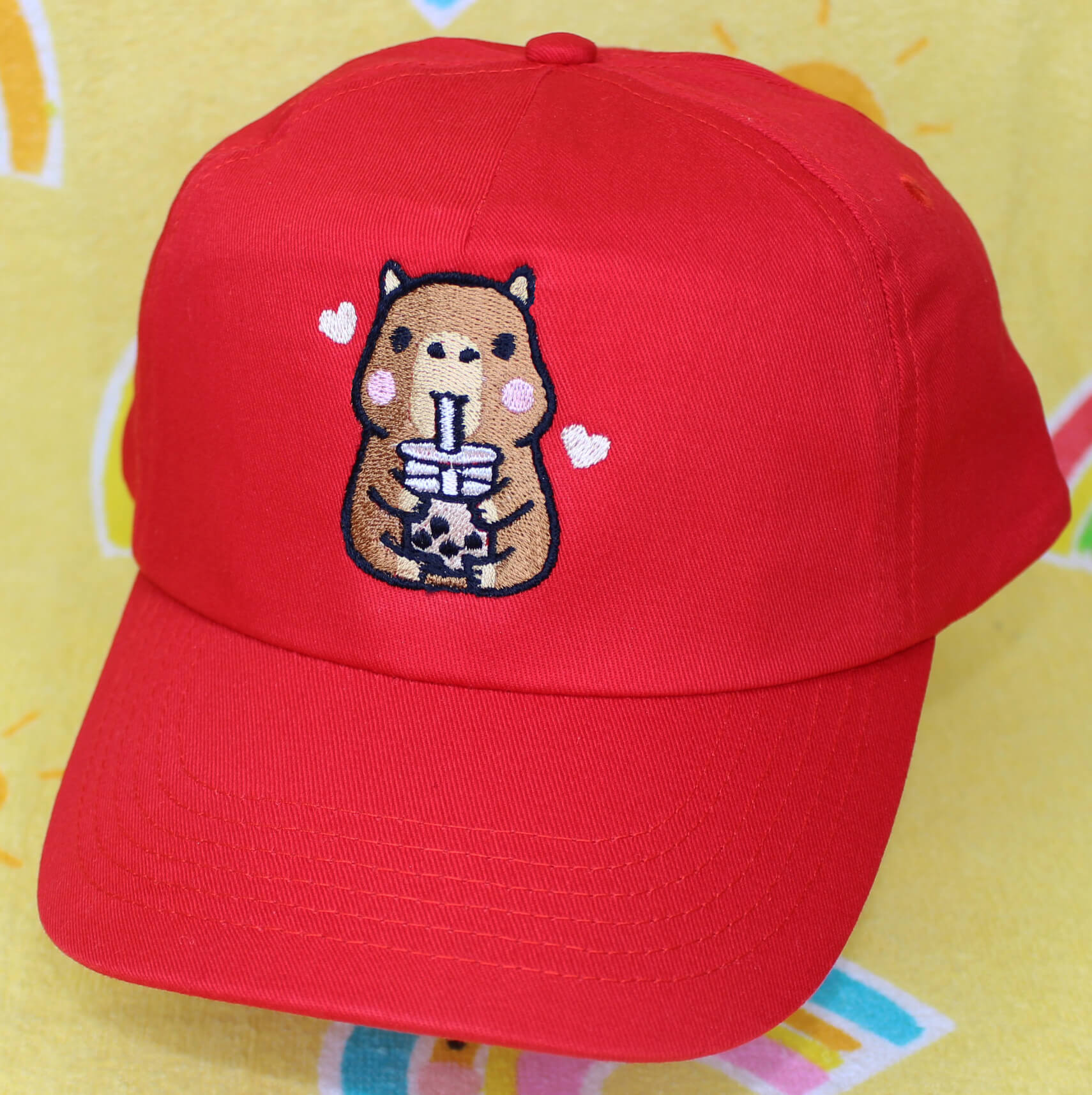 Capybara Drinking Bubble Tea Baseball Sun Hat - Image 5