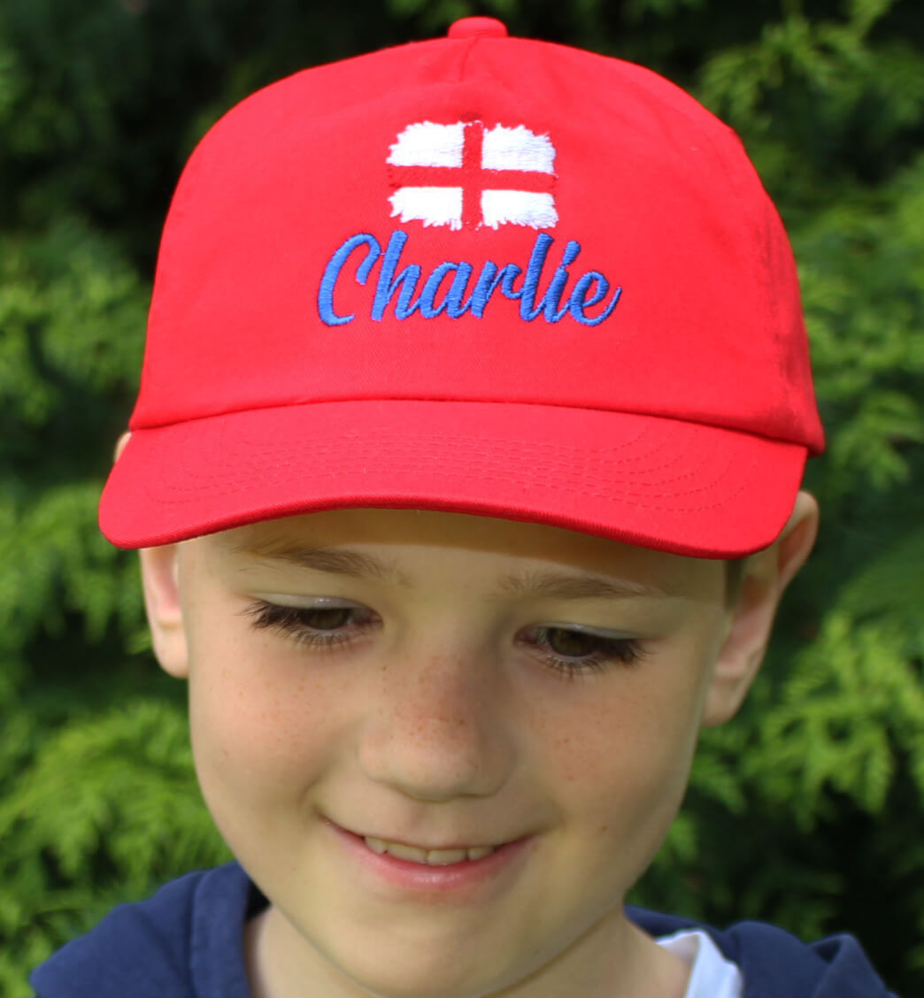 Personalised England Adjustable Red Baseball Cap