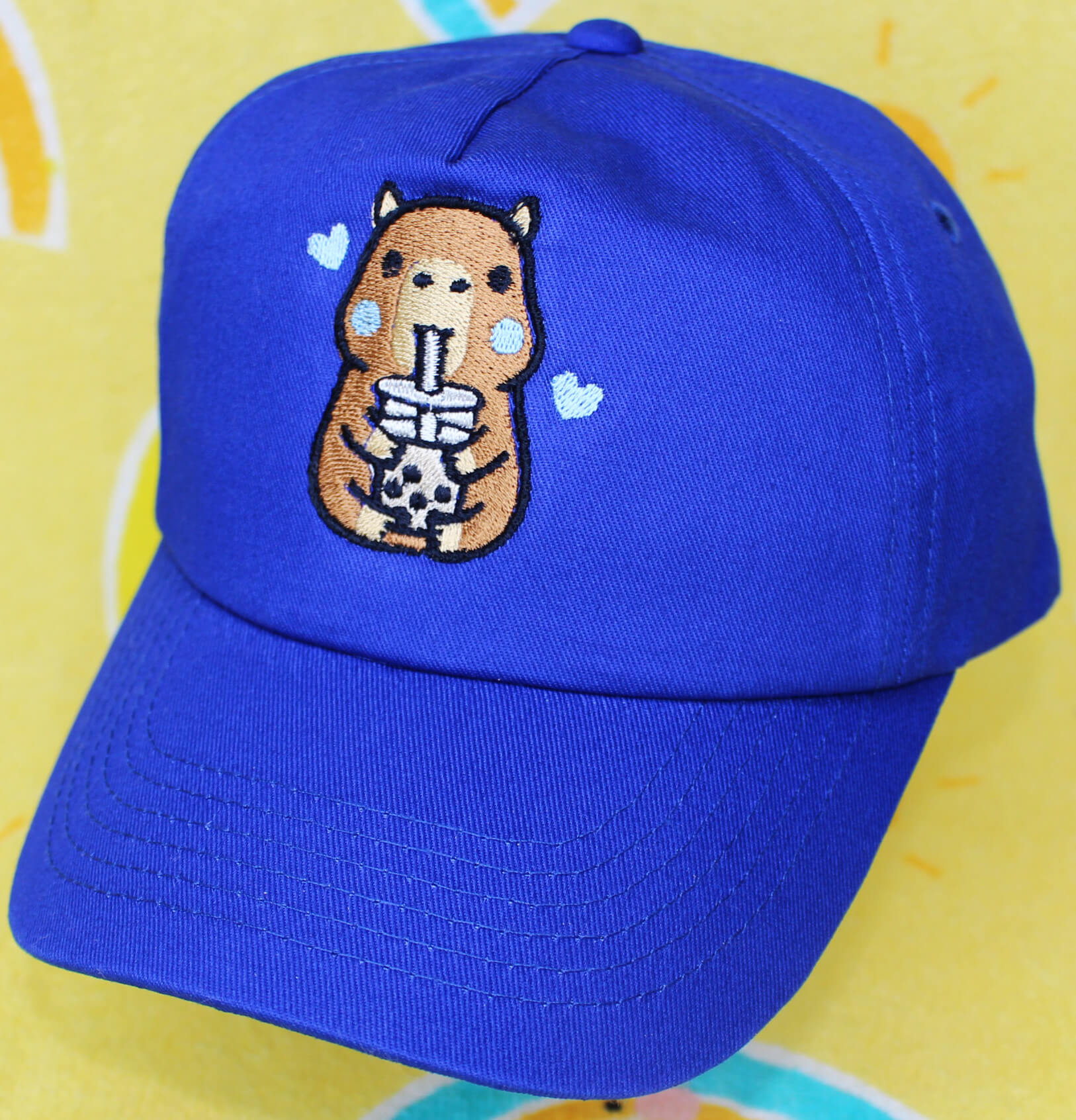 Capybara Drinking Bubble Tea Baseball Sun Hat - Image 4