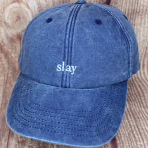 Adult Slogan Good Vibes, Slay Denim Wash Cap