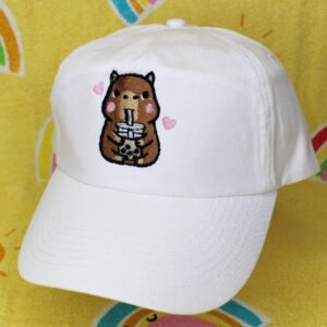 Capybara Drinking Bubble Tea Baseball Sun Hat