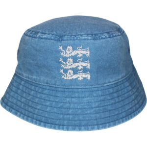 Kids England Sparkly Silver Lions Denim Bucket Sun Hat