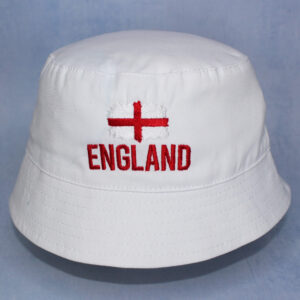 England Embroidered White Bucket Sun Hat