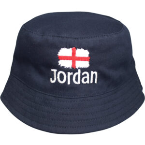 Personalised England Football Navy Bucket Sun Hat