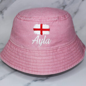 Children’s England Embroidered Pink Bucket Hat