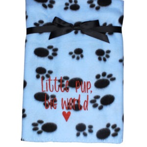 Paw Print Puppy Embroidered Blanket Gift