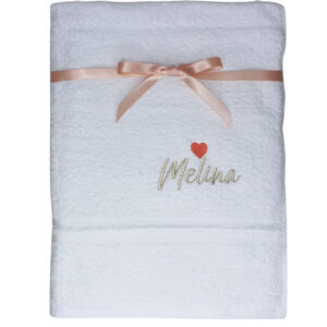 Personalised Luxury Gift Message White Bath Towel
