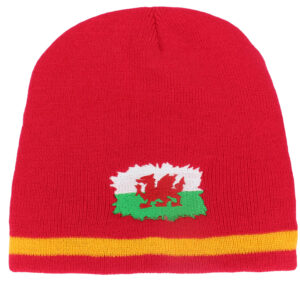 Men's Welsh Red & Orange Striped Beanie Hat