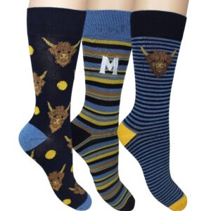 Personalised Highland Cow Bamboo Men's Socks (3 Pack)