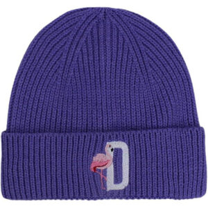 Personalised Flamingo Purple Soft Knit Winter Hat 3-8 Years