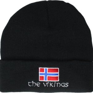 Children's Norway The Vikings Black Beanie Hat 7-10 Years
