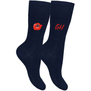 Women's Personalised Embroidered Poppy Navy Socks (2 Pairs)